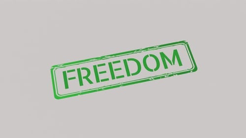 Freedom Word Stamped in Green Ink Animation