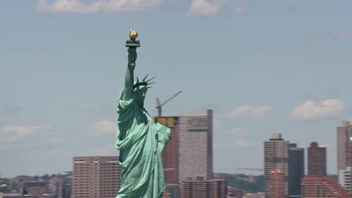 New York City, New York Circa-2017, Aerial View of Statue of Liberty
