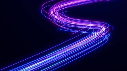 Abstract Digital Neon Light Trails Moving Background