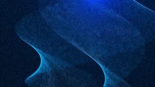 Bewegung von Scifi Digitaler Datenfluss Cyber oder Technologie Big Data Bokeh-Partikel Hintergrund