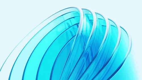 Abstract Blue Glass Ribbons Waving Motion Background