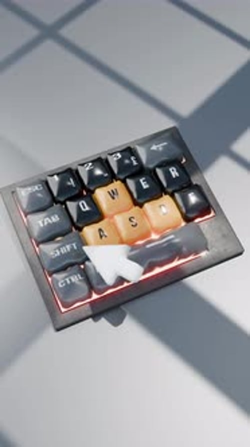 Representación 3D de una animación de teclado en tela