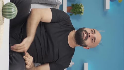 Vertical video of Angry man.