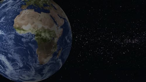 Animated Earth Planet Rotating in Starry Space