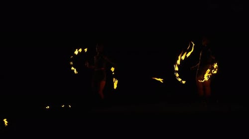 Dynamic Fire Spinning Performance at Night