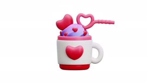 Animated 3D Cute Love Drink Cup Icon