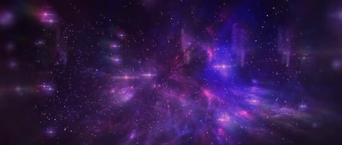 Abstract Cosmic Space Travel Through a Vibrant Purple Nebula