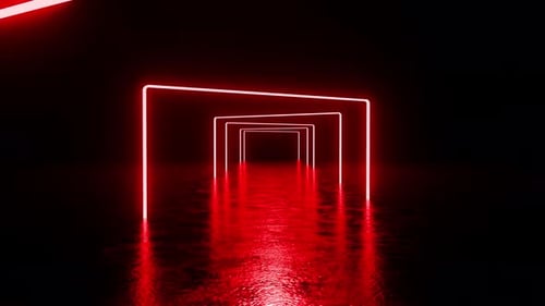 Abstract Red Neon Light Geometric Tunnel Loop Animation