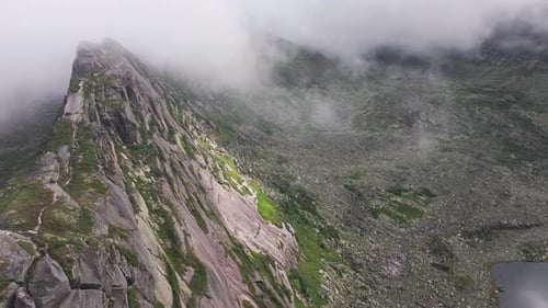 Misty Mountain Range Aerial View