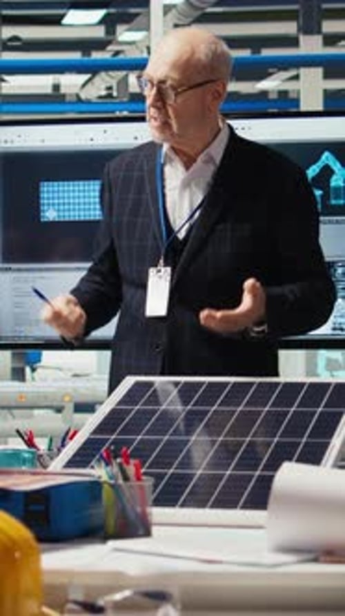 Vertical Video Photovoltaics Plant Researchers Meeting to Optimize Energy Production