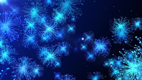 Abstract Blue Glowing Particle Network Loop Background