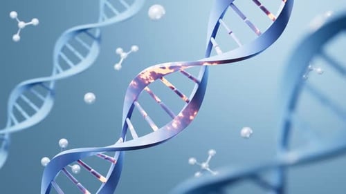 Animated DNA Helix with Glowing Molecules for Science and Medical Projects