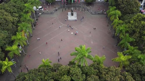 Aerial drone view of Plaza Simón Bolívar