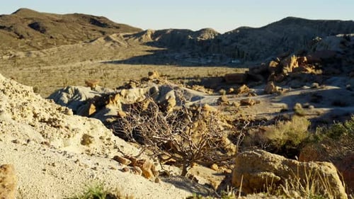 The harsh arid climate and rugged terrain at Red Rock Canyon State Park in the Mojave Desert