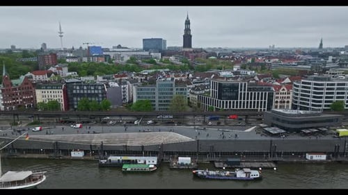 Luftaufnahme des Hafens von Hamburg, Deutschland
