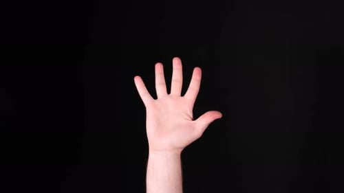 Hand Raised on Black Background Isolated Gesture
