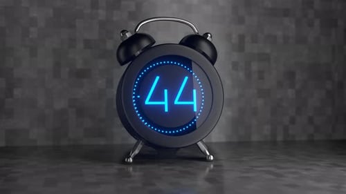 Futuristic Digital Alarm Clock Countdown Timer Animation