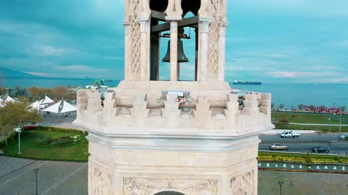 Izmir clock tower - 4k drone shot of the historical clock tower, the symbol of Izmir