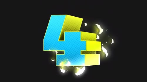 Retro 3D Countdown Number Four Reveal