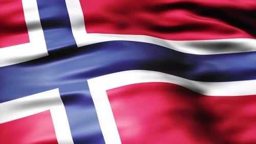 National Flag of Norway Waving in the Wind