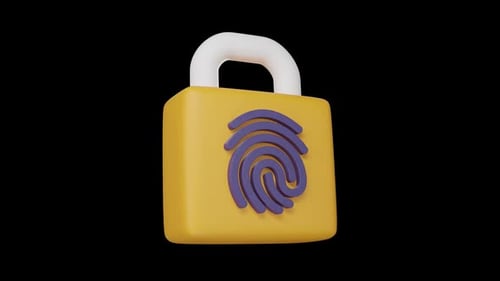 Icône 3D d'empreinte digitale d'une boucle alpha de concept de cybersécurité