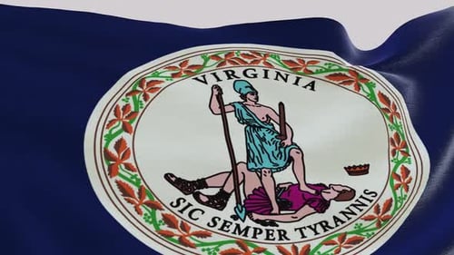 Realistic 3D Waving Virginia State Flag Loop