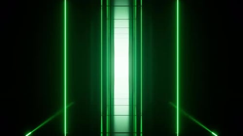 Green neon tunnel and light background, abstract and technology concept, 3d rendering.