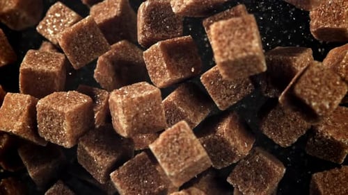 Cane Sugar Cubes Fly Up and Fall Down Filmed on a Highspeed Camera at 1000 Fps