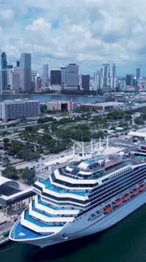 Scenic Cruise Ship at downtown Miami Florida United States.