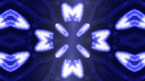 Dynamic Blue Glowing Geometric Kaleidoscope Loop Background