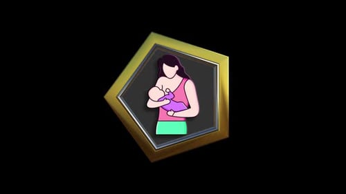 Breastfeeding Mother Illustration in Rotating 3D Icon Frame