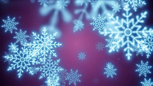 Animated Glowing Blue Snowflakes Winter Holiday Background