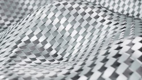 Metallic Surface with a Woven Texture Undulating in a Slow Seamless Loop This Abstract Reflective