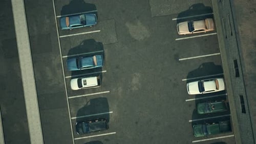 Parking Lot With Multiple Parked Cars