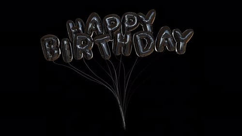 Shiny Black Happy Birthday Balloon Title Animation