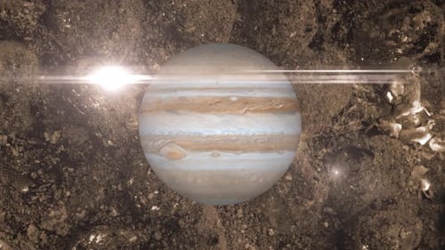 Texturkugel des Jupiterplaneten, Jupiter-Animation und Beleuchtungshintergrund, Videoanimation. 2126