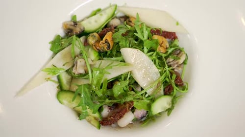 Seafood Pear and Dried Tomatoed Salad