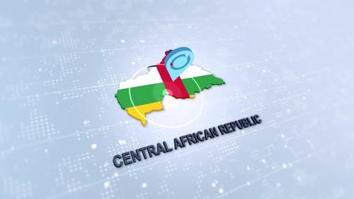 Central African Republic Map Flag Location Pin Animation