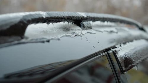 Iced Car Exterior After a Winter Storm