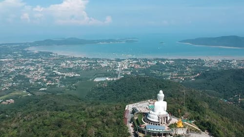 Aerial Drone Shot of Big Buddha Phuket Thailand