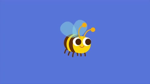 Abeja de miel volando sobre fondo morado 4K