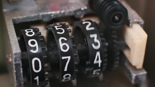Vintage Mechanical Counter Rolling Numbers Concept