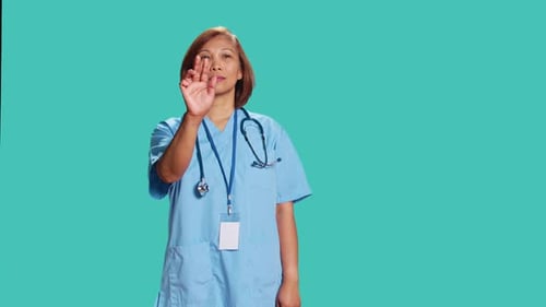 Nurse Doing Swiping Hand Motions