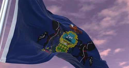 Waving Pennsylvania State Flag Realistic Animation