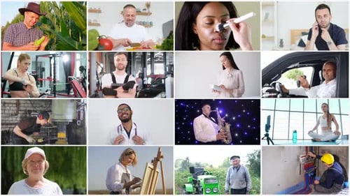 Collage de Vídeo de diversas profesiones | Mosaico