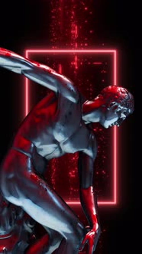 Discobulus Chrome Roman Statue Vertical Vj Loop