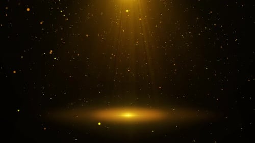 Golden Glitter Particles Falling with Elegant Spotlight Background