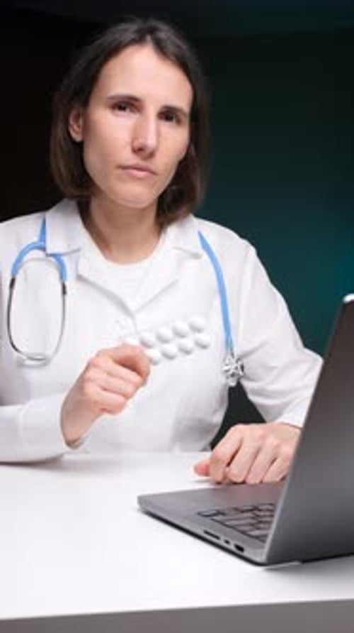 Woman Doctor Holding Medicine Blister Pack