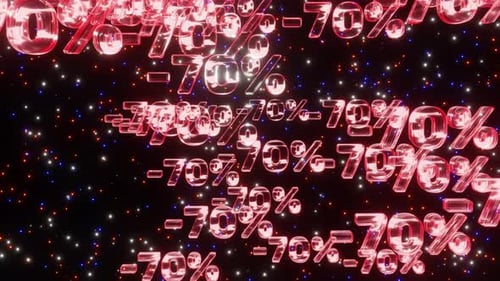 Glowing Red 70 Percent Discount Text Animation