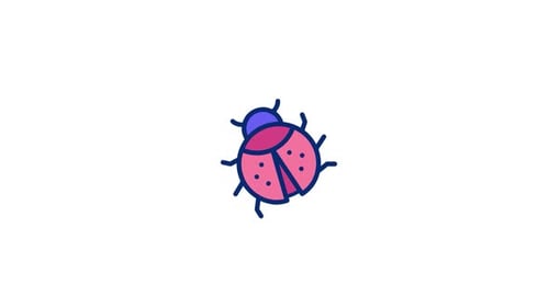 Animated Flat Design Ladybug Icon Wiggling